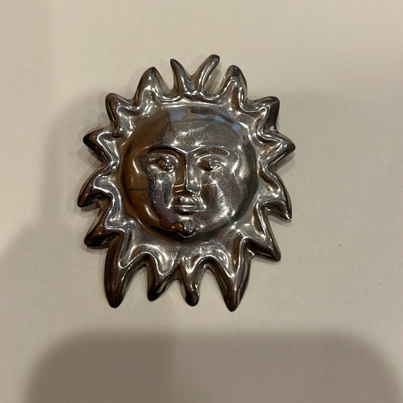 Genuine Vintage Sterling Silver SUN Face Pendant/ Brooch 925 Mexico - Picture 8 of 12